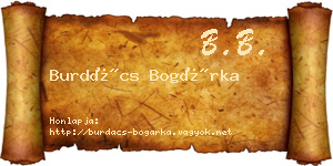Burdács Bogárka névjegykártya